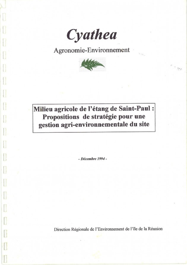 Milieu agricole de l’étang de Saint-Paul : Propositions de stratégie pour une gestion agri-environnementale du site