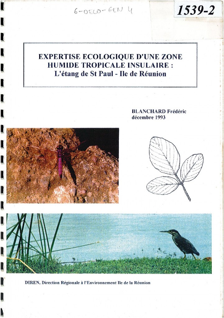 Expertise écologique d'une zone humide tropicale insulaire - BLANCHARD Frédéric - Décembre 1993